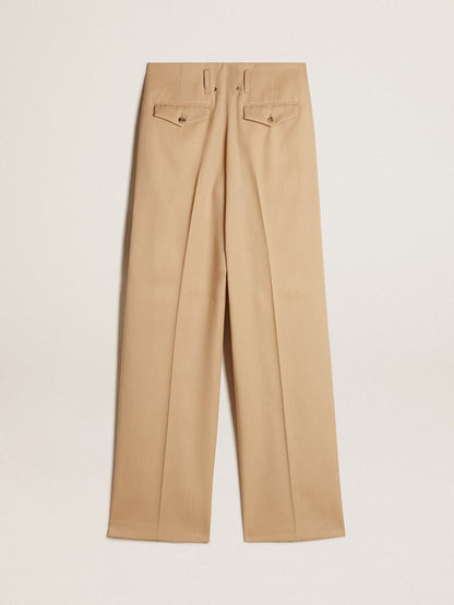 Women’s wool gabardine pants in sand - Golden Goose Women