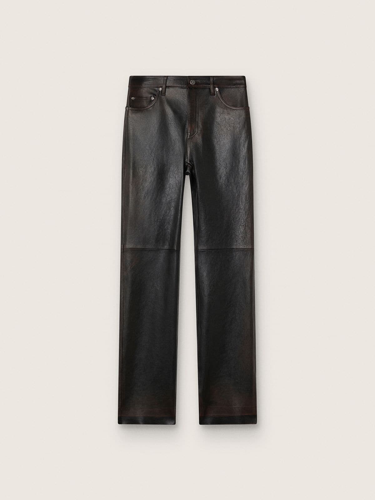 Women's pants in dark burgundy nappa with vintage finish - Golden Goose Women
