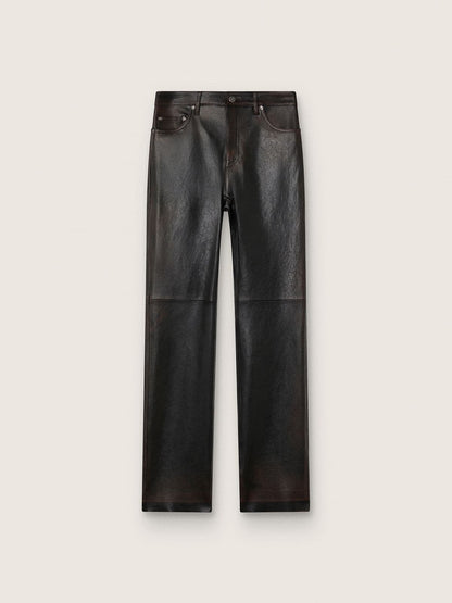 Women's pants in dark burgundy nappa with vintage finish - Golden Goose Women