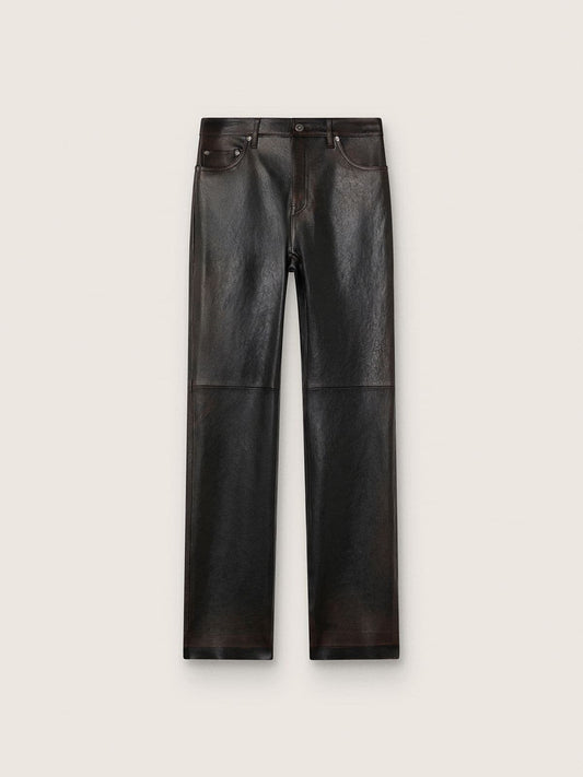 Women's pants in dark burgundy nappa with vintage finish - Golden Goose Women