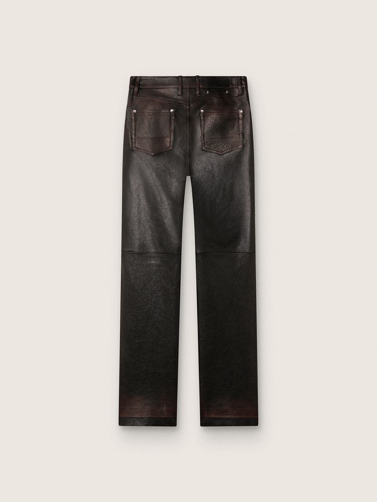 Women's pants in dark burgundy nappa with vintage finish - Golden Goose Women