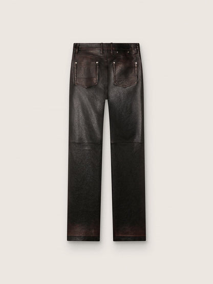 Women's pants in dark burgundy nappa with vintage finish - Golden Goose Women