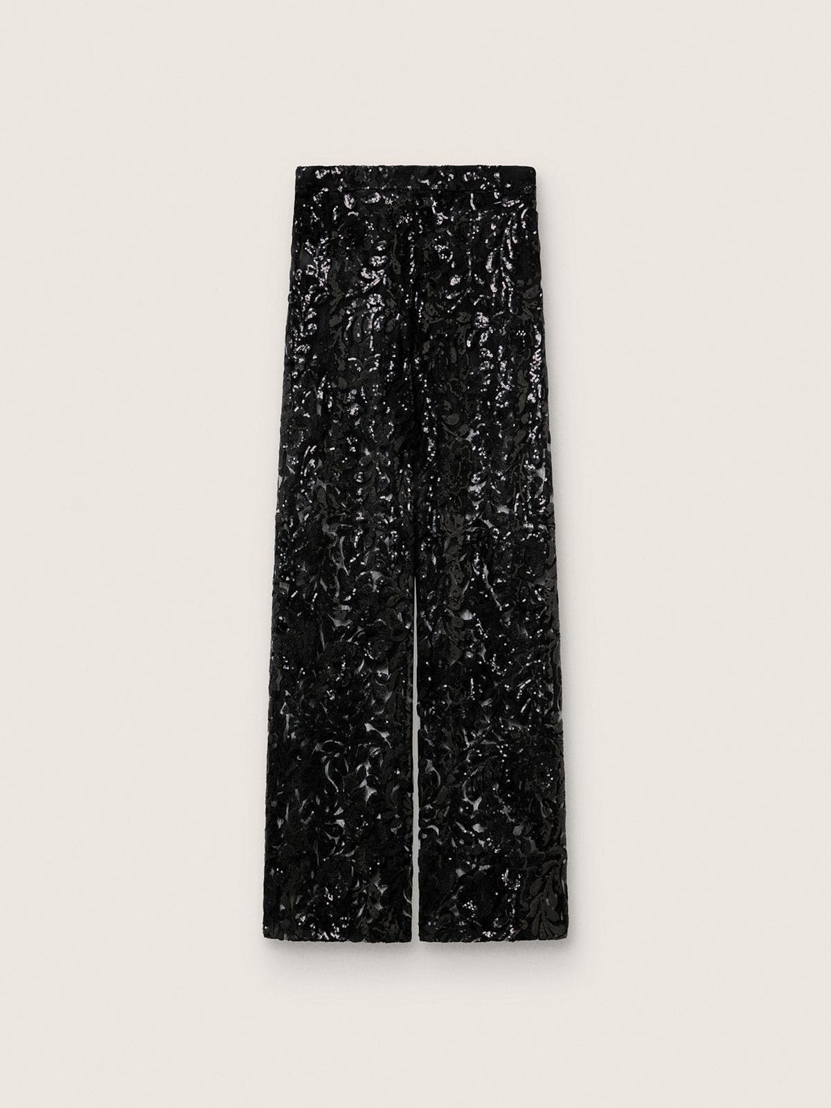 Women's tulle pants with floral embroidery in black sequins - Golden Goose Women