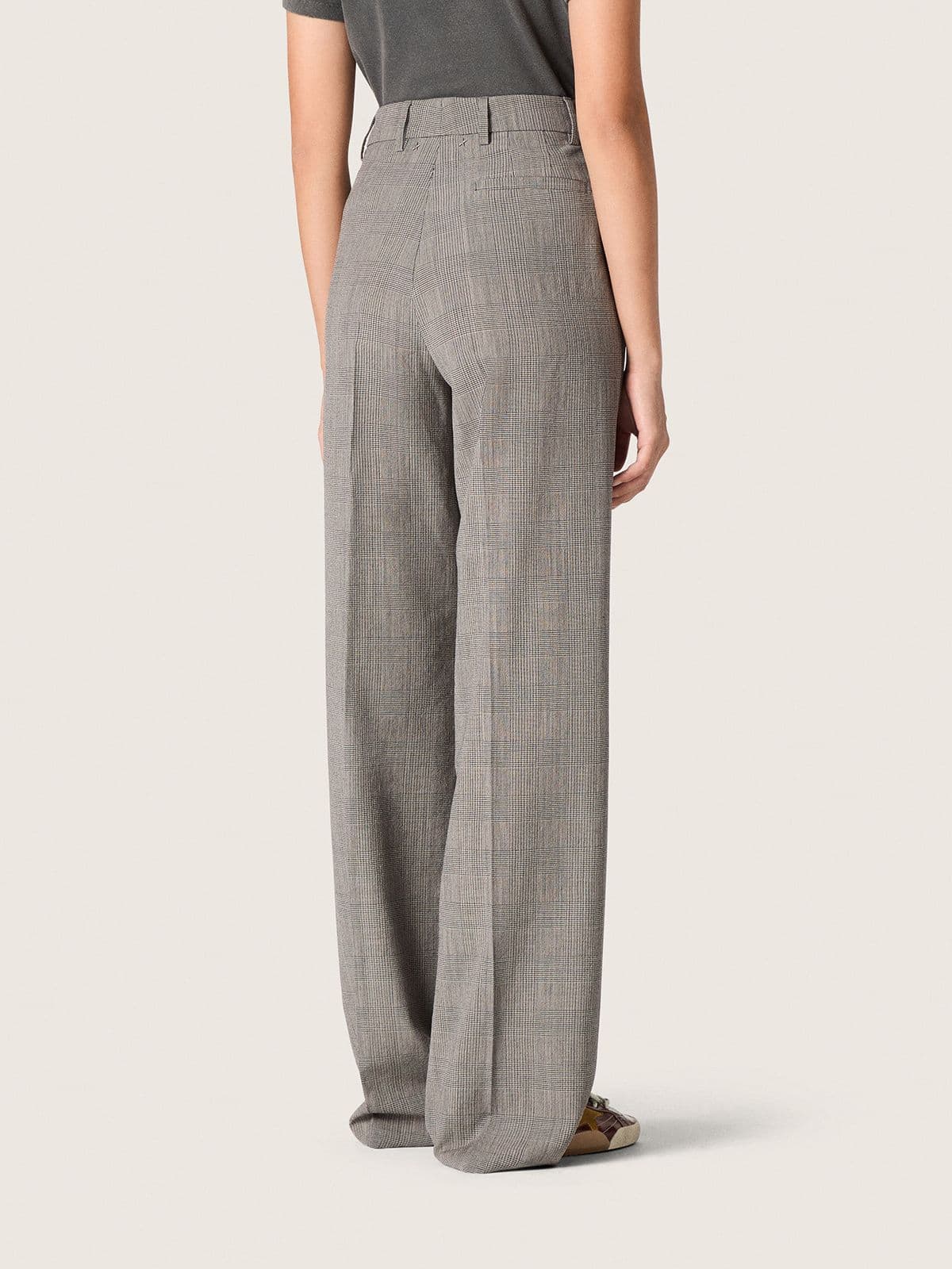 Women’s oversized pants in gray Prince of Wales check - Golden Goose Women