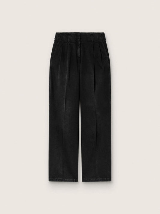 Women's pants in black cotton denim with a lived-in treatment - Golden Goose Women
