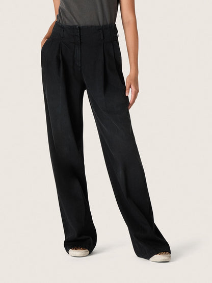 Women's pants in black cotton denim with a lived-in treatment - Golden Goose Women