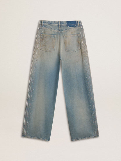 Women's boyfriend jeans with a lived-in effect sand wash and studs - Golden Goose Women