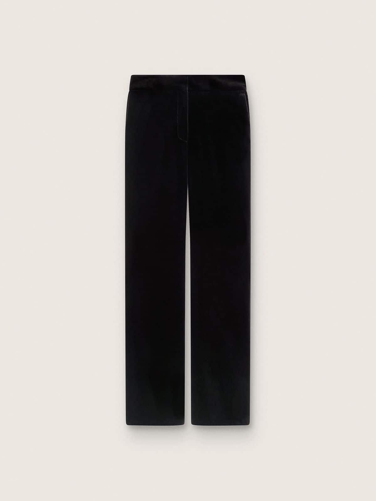 Women's slim-fit flared pants in black cotton velvet - Golden Goose Women