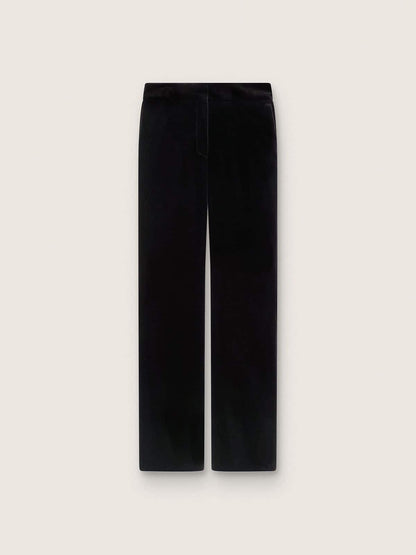 Women's slim-fit flared pants in black cotton velvet - Golden Goose Women