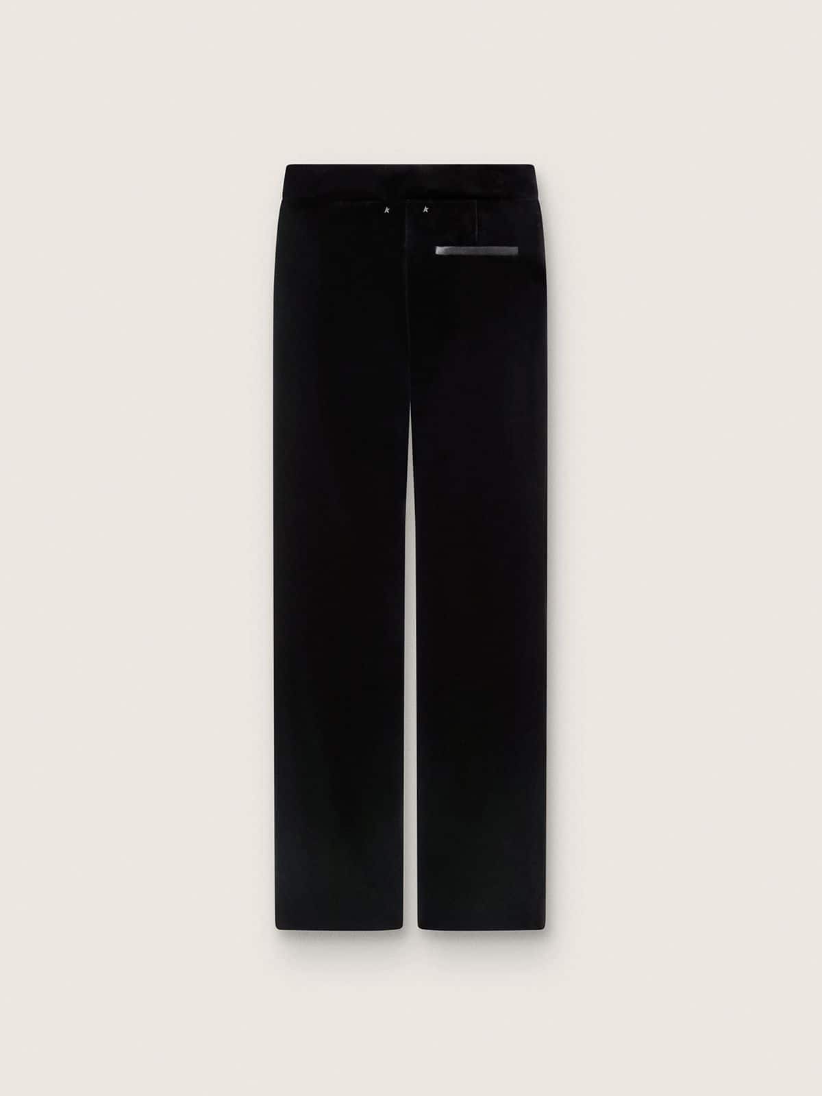 Women's slim-fit flared pants in black cotton velvet - Golden Goose Women