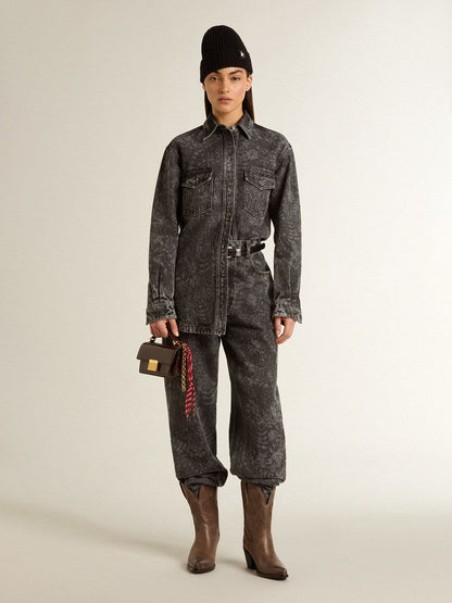Women's black jeans with a floral motif - Golden Goose Women