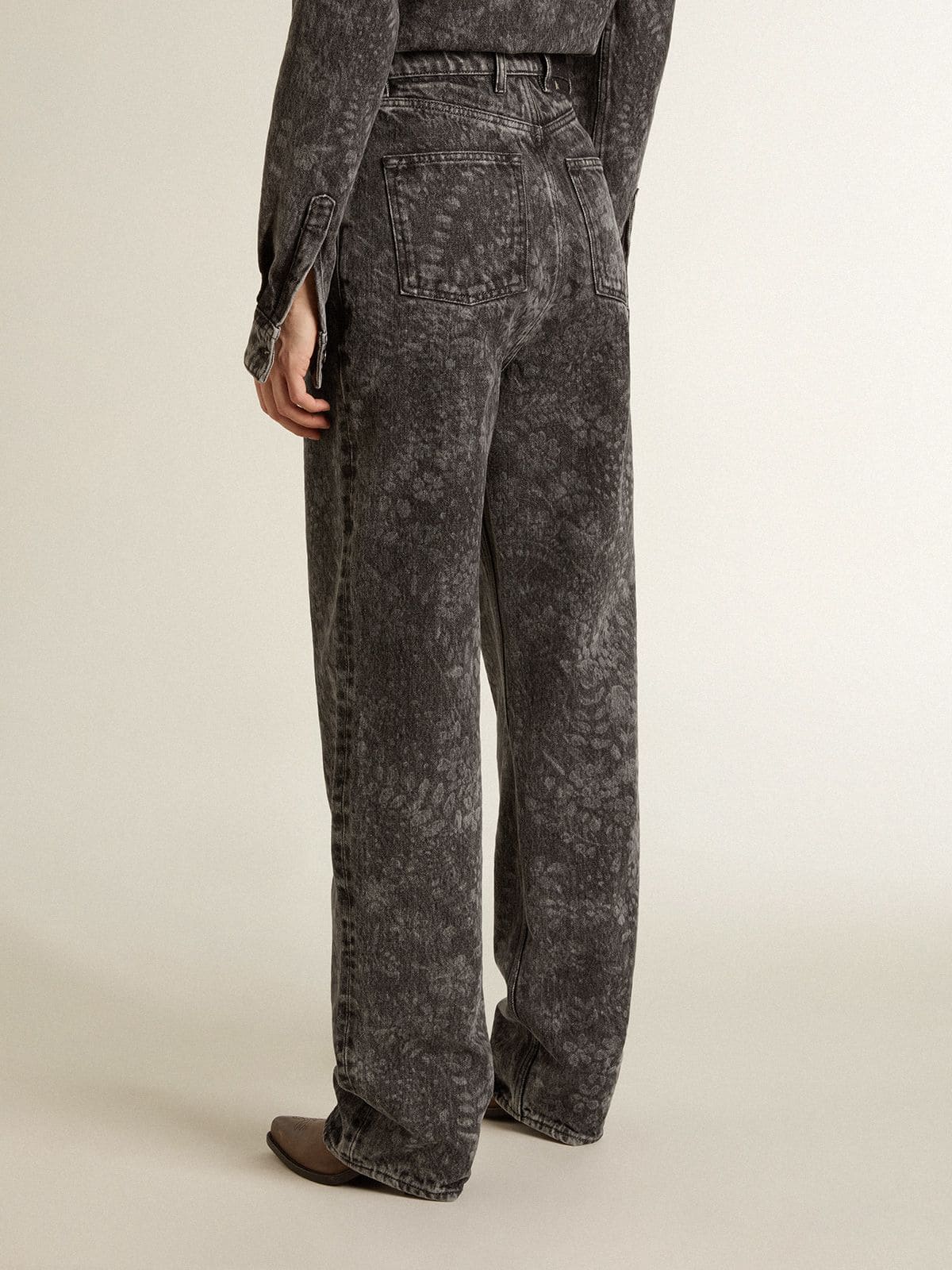 Women's black jeans with a floral motif - Golden Goose Women