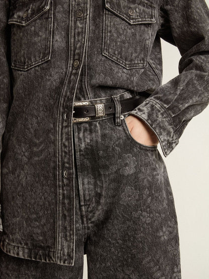 Women's black jeans with a floral motif - Golden Goose Women