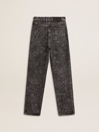 Women's black jeans with a floral motif - Golden Goose Women