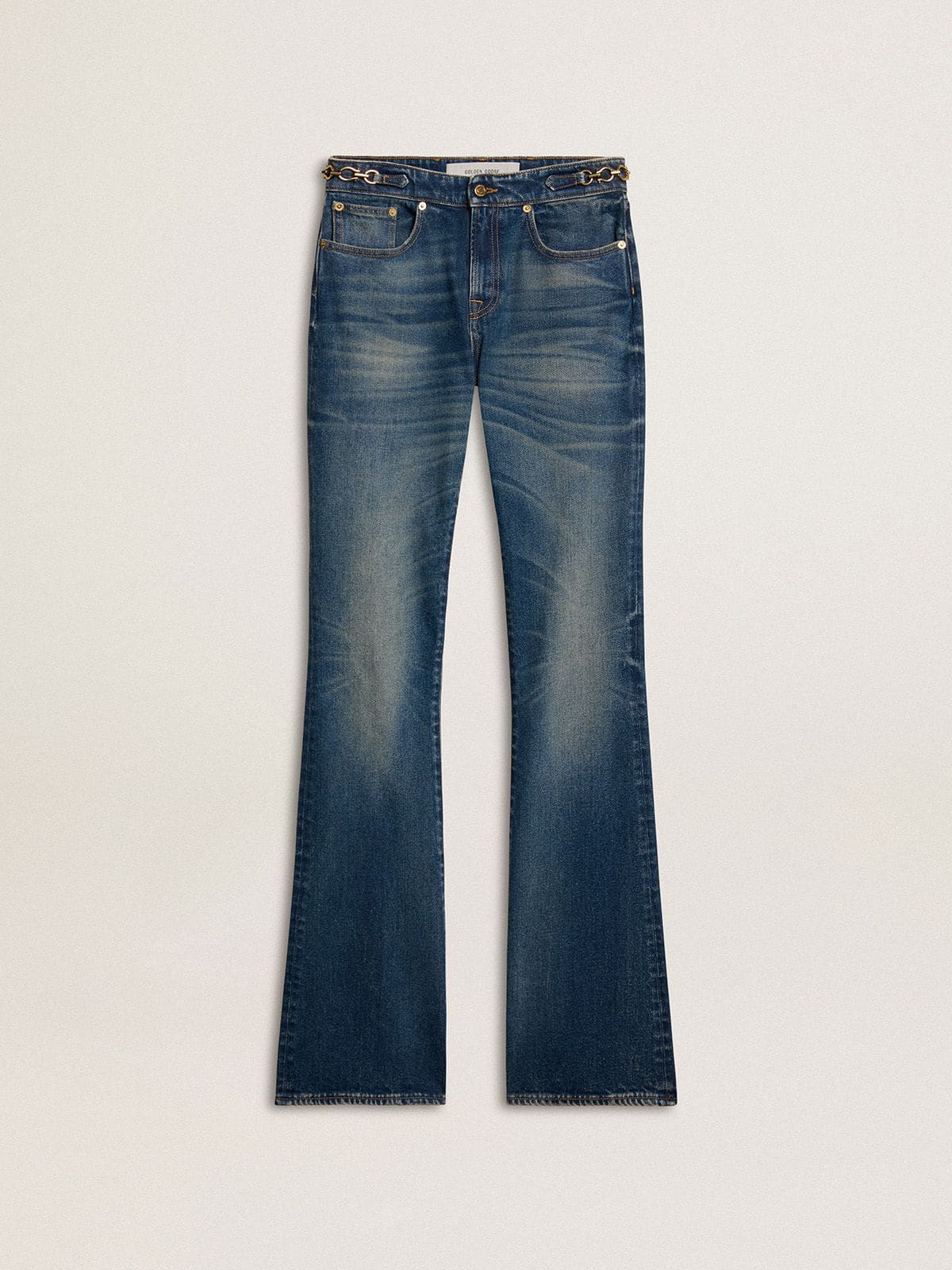 Women's bootcut jeans with a vintage wash and metallic details - Golden Goose Women