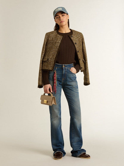 Women's bootcut jeans with a vintage wash and metallic details - Golden Goose Women