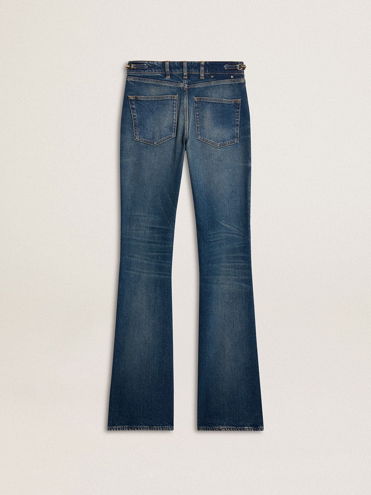 Women's bootcut jeans with a vintage wash and metallic details - Golden Goose Women