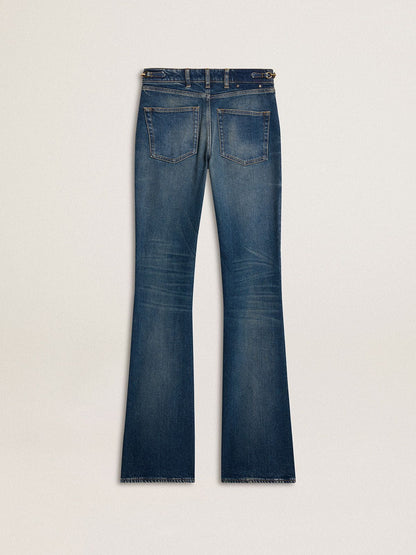 Women's bootcut jeans with a vintage wash and metallic details - Golden Goose Women