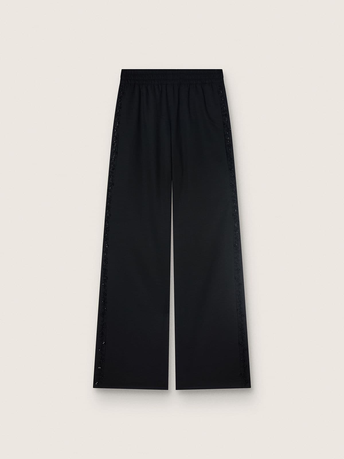 Women's sweatpants in black wool twill with sequin embroidery - Golden Goose Women