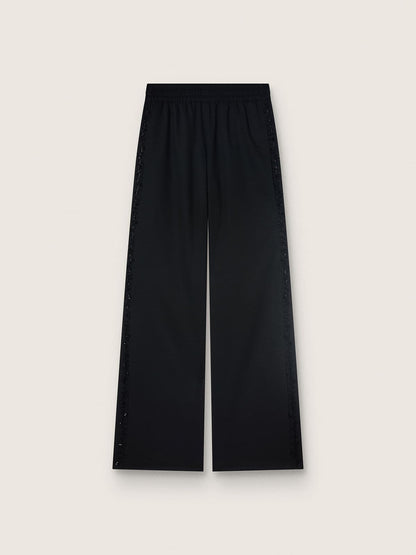 Women's sweatpants in black wool twill with sequin embroidery - Golden Goose Women