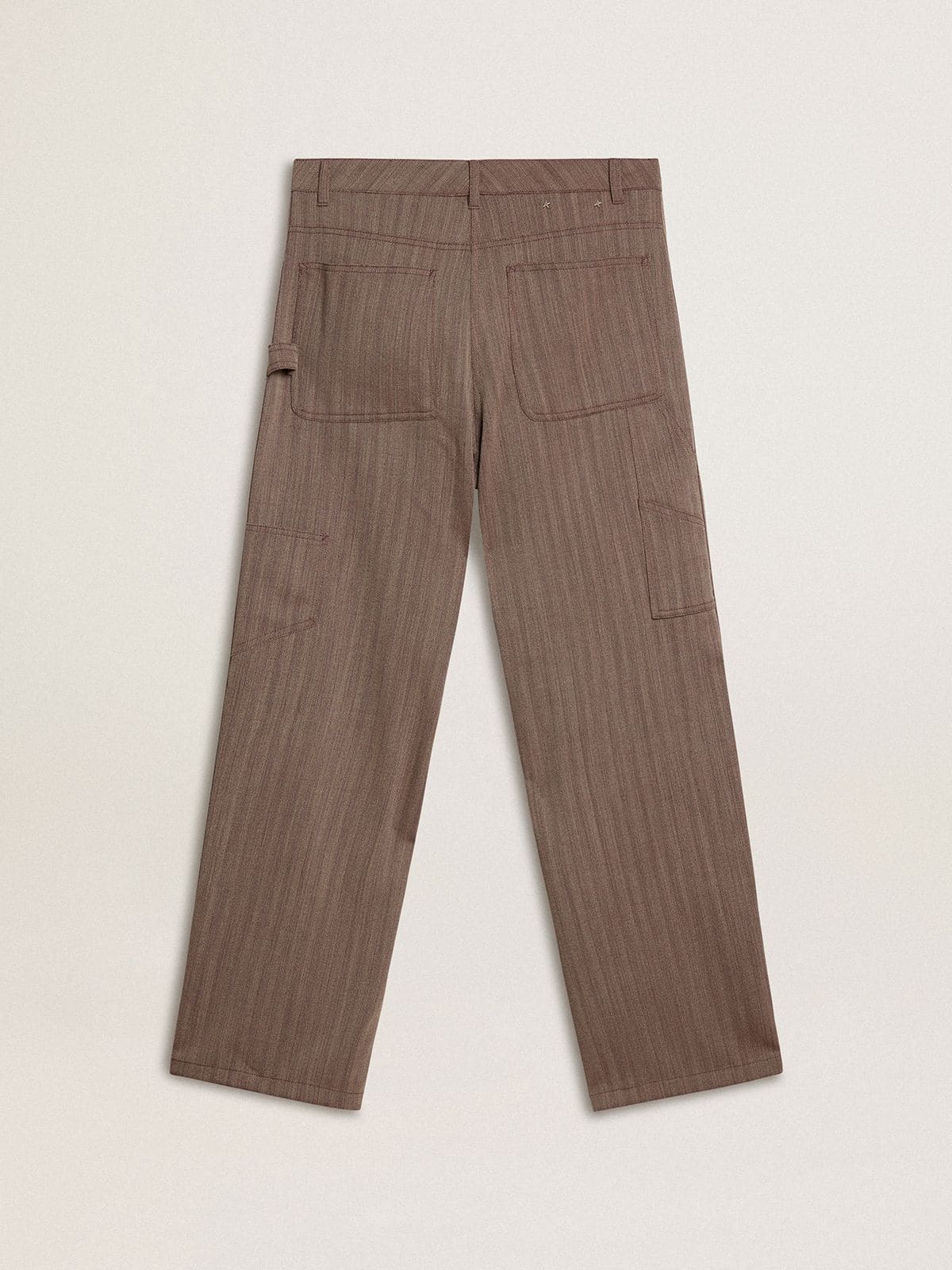 Women’s wool blend pants in light brown micro chevron - Golden Goose Women