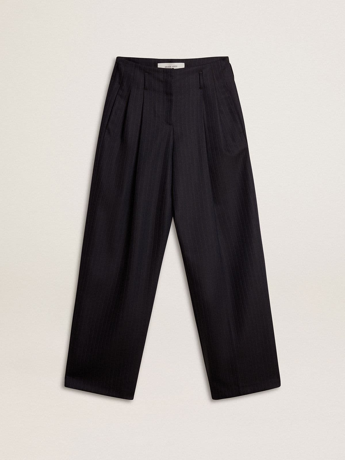 Women’s dark blue tailored trousers with vertical stripe - Golden Goose Women