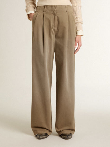 Women's khaki cotton pants - Golden Goose Women