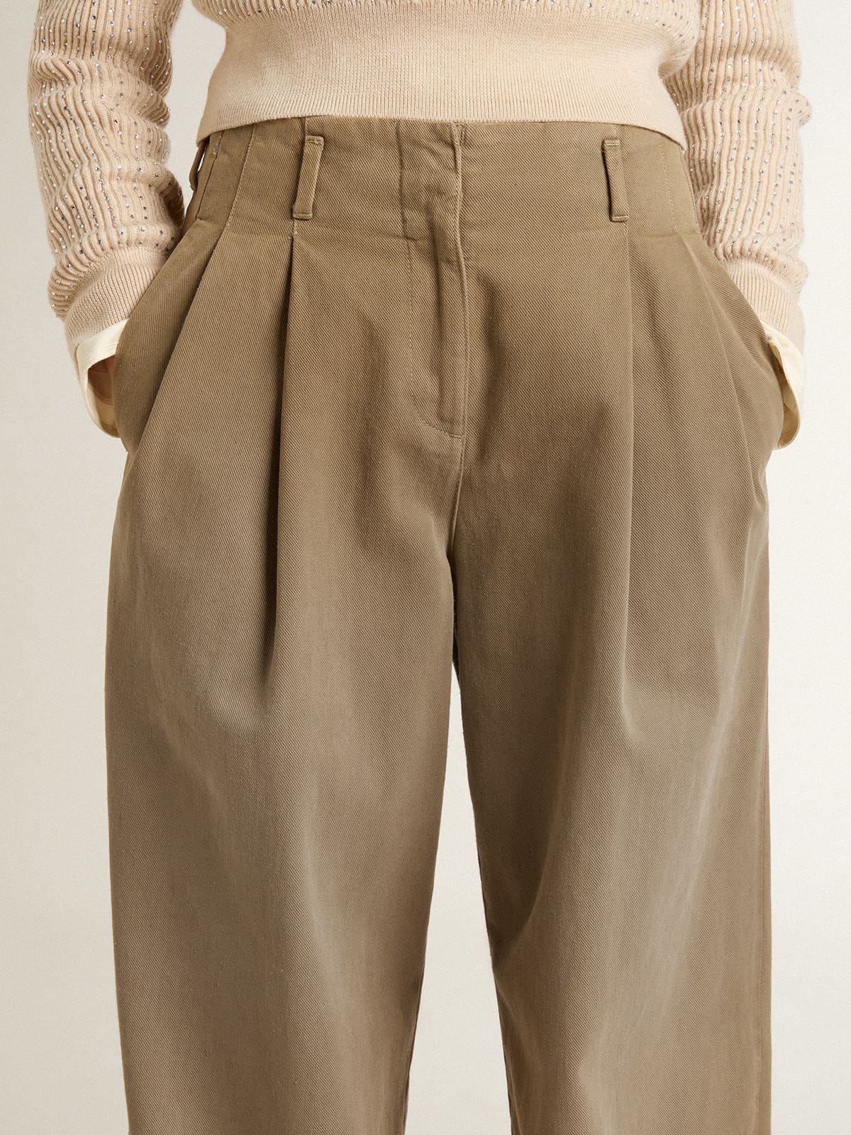 Women's khaki cotton pants - Golden Goose Women