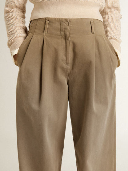 Women's khaki cotton pants - Golden Goose Women