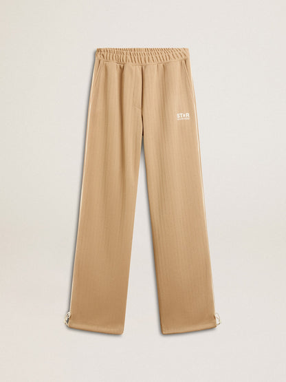 Women’s light beige joggers with white logo - Golden Goose Women