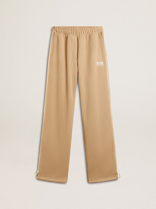 Women’s light beige joggers with white logo - Golden Goose Women