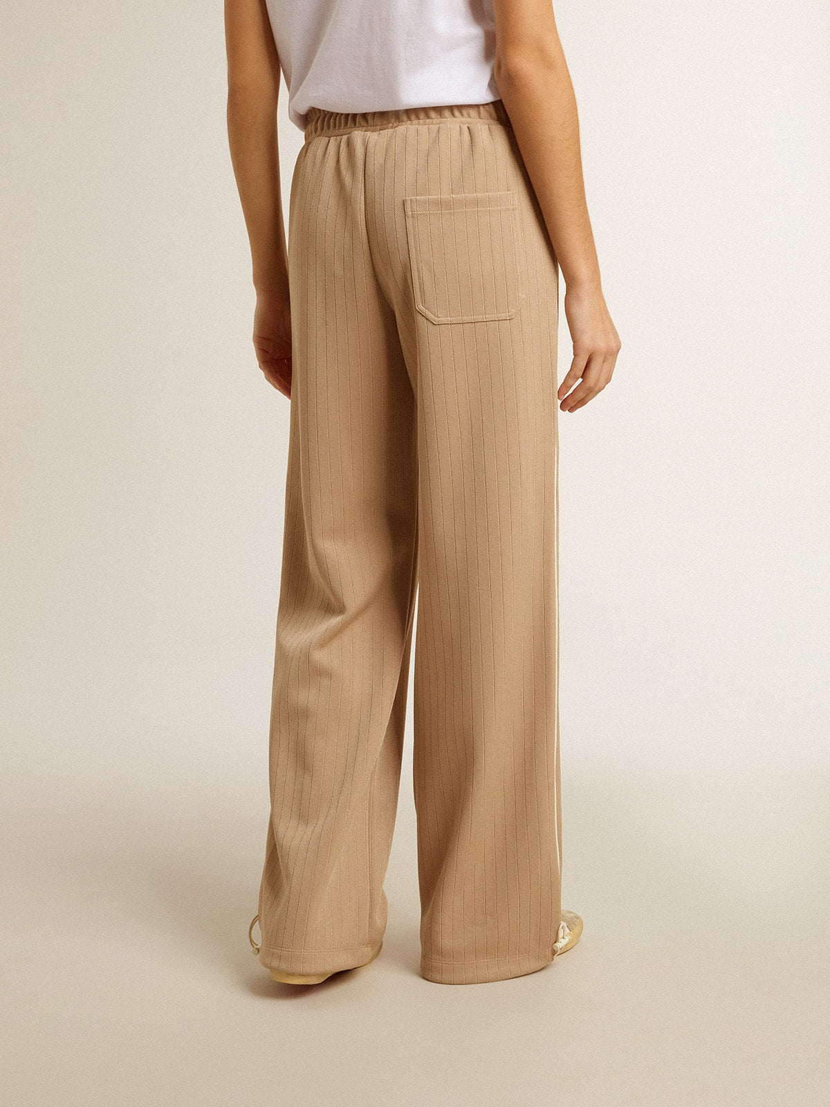 Women’s light beige joggers with white logo - Golden Goose Women