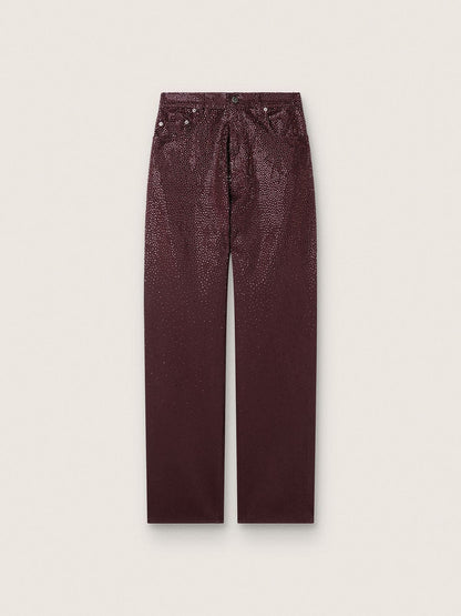 Women's jeans in burgundy denim with gradient crystals - Golden Goose Women