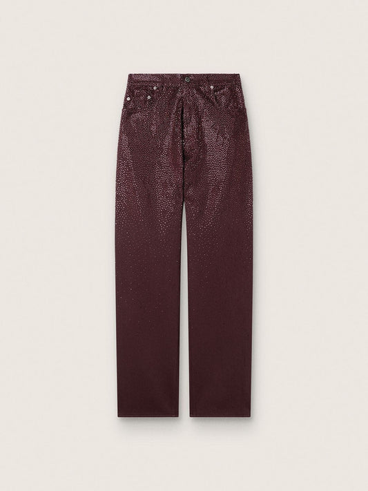 Women's jeans in burgundy denim with gradient crystals - Golden Goose Women