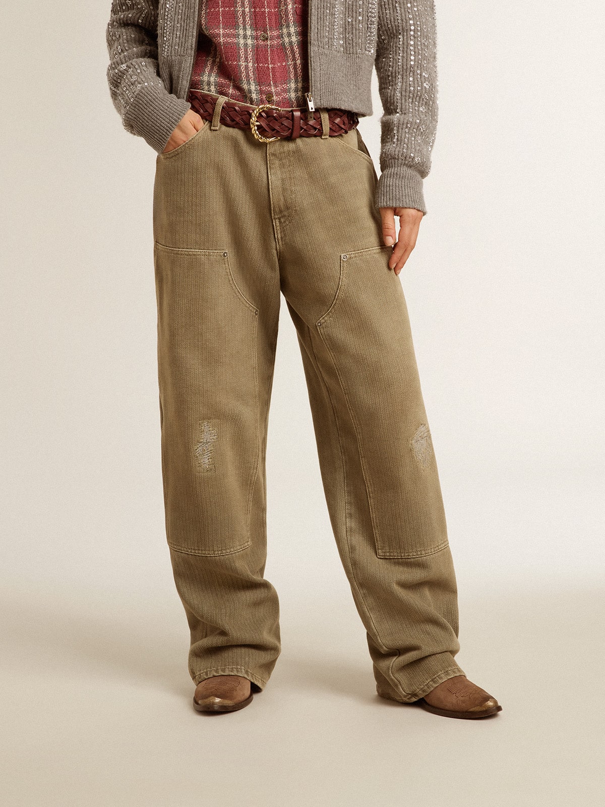 Women's distressed-effect cotton pants - Golden Goose Women