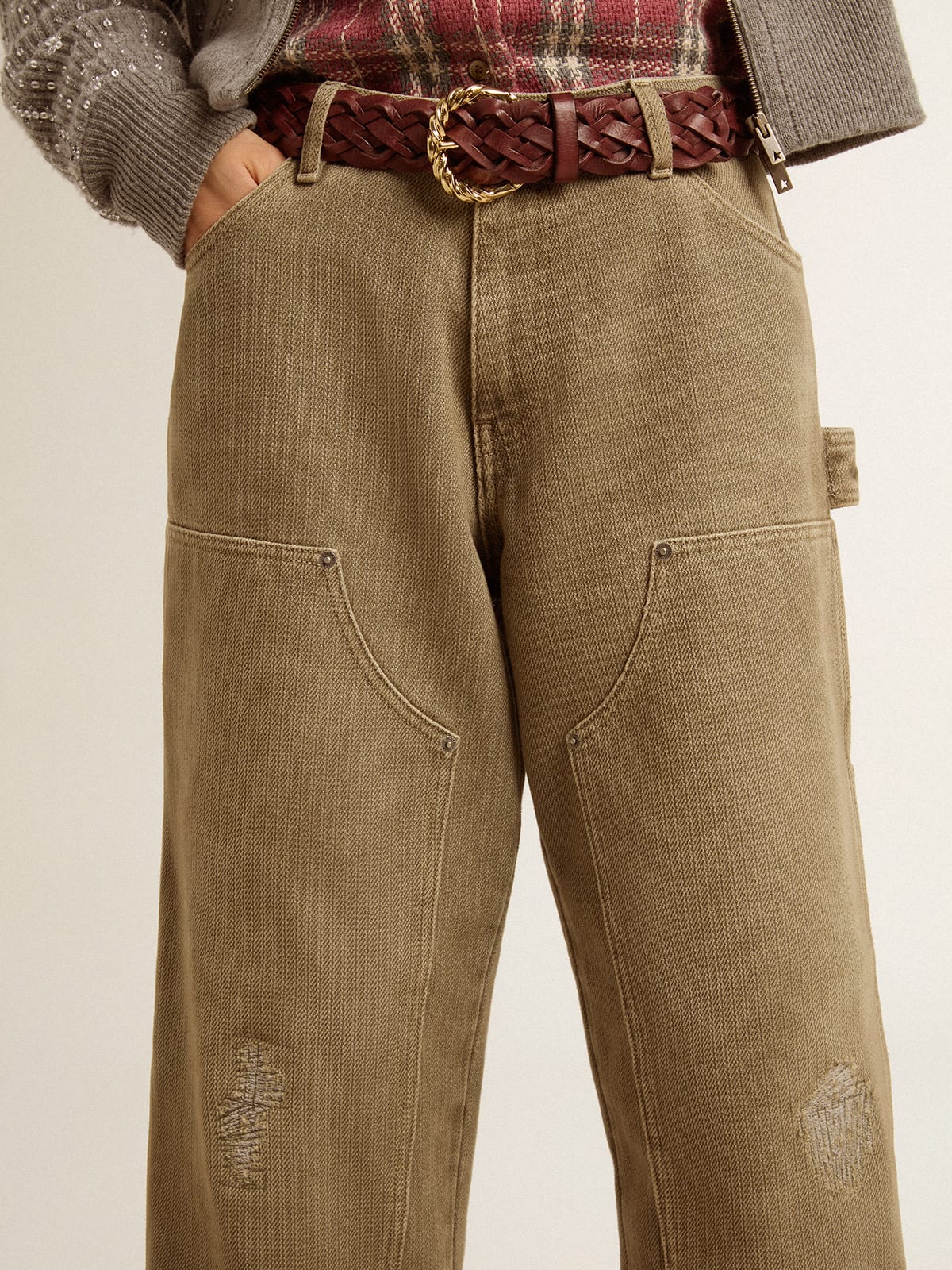 Women's distressed-effect cotton pants - Golden Goose Women