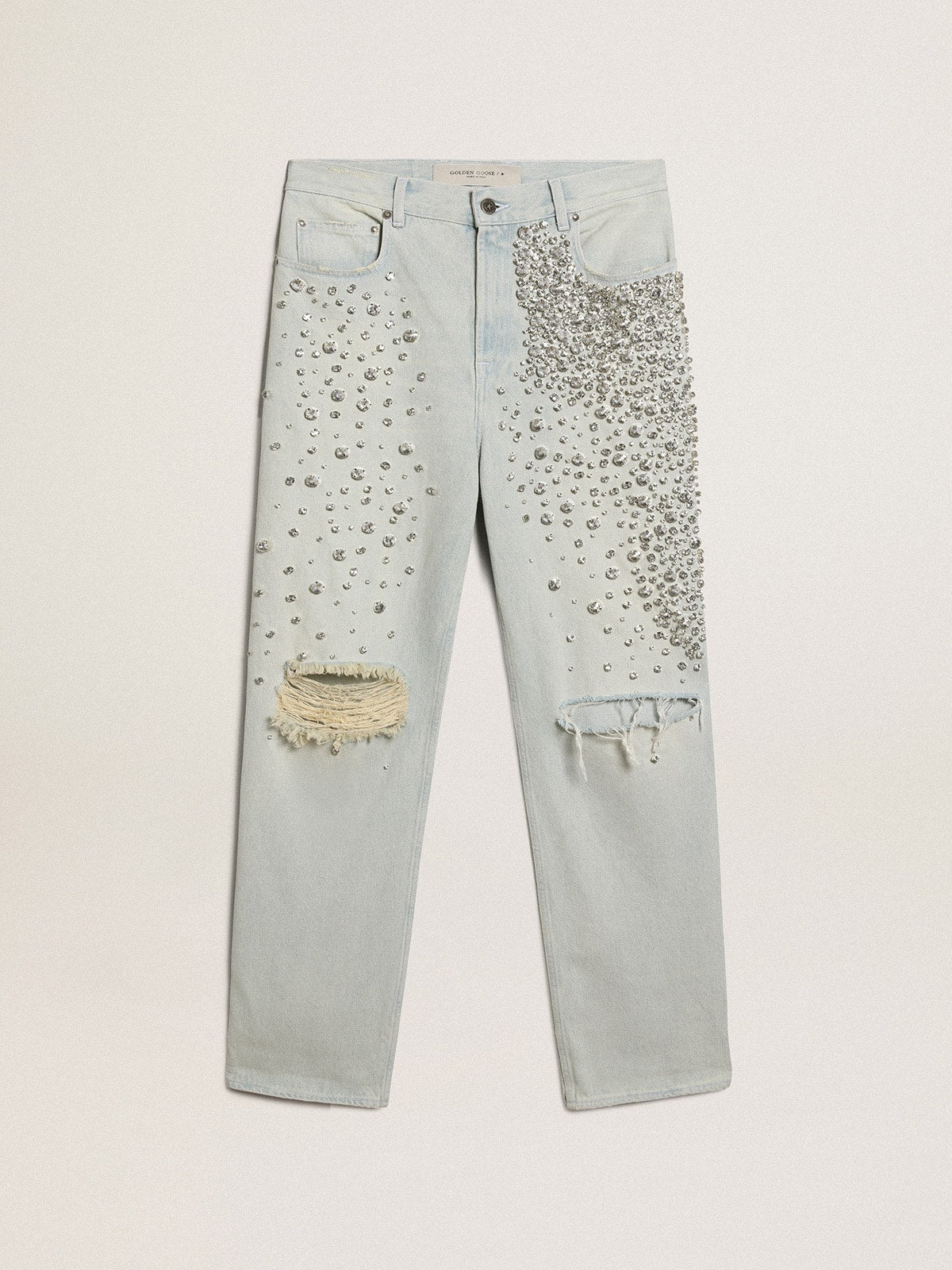 Women's bleached jeans with cabochon crystals - Golden Goose Women