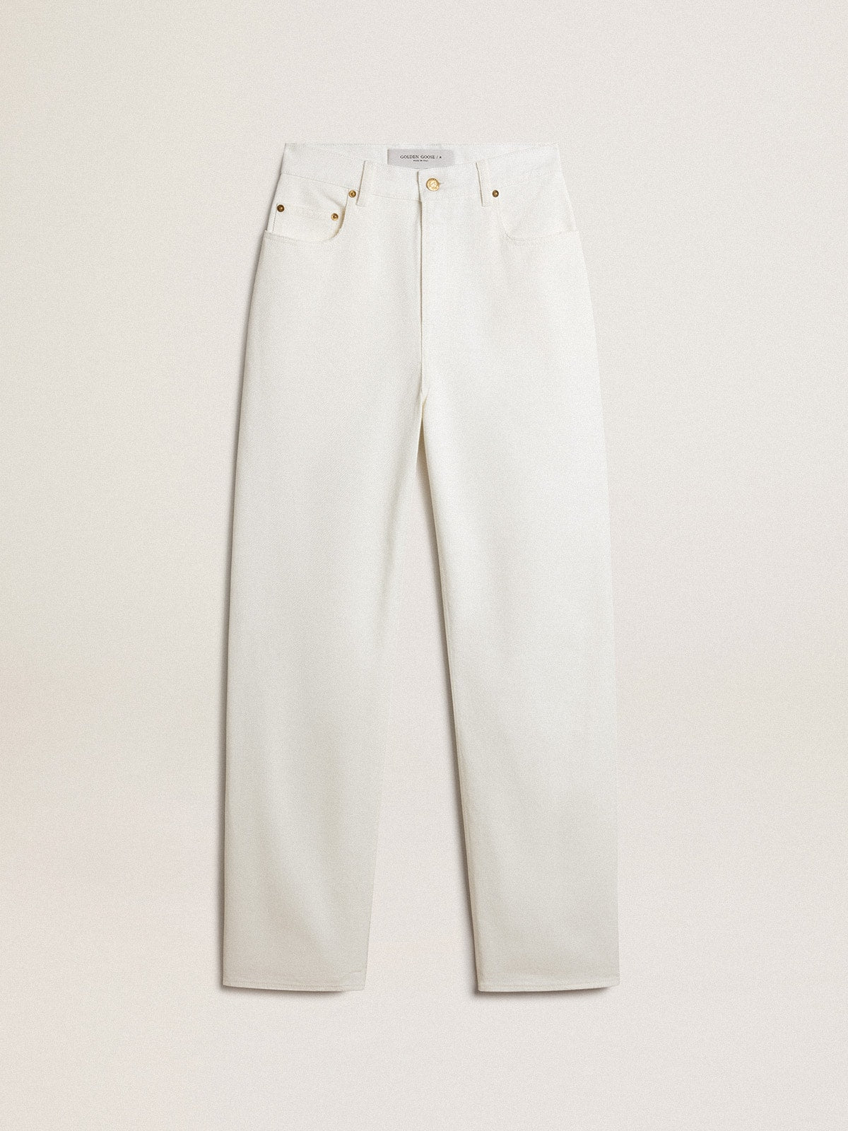 Women's optical white-colored cotton denim pants - Golden Goose Women