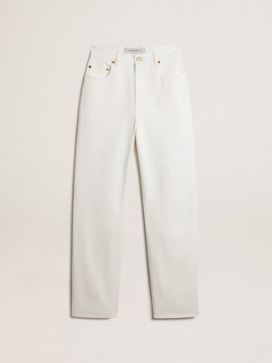 Women's optical white-colored cotton denim pants - Golden Goose Women