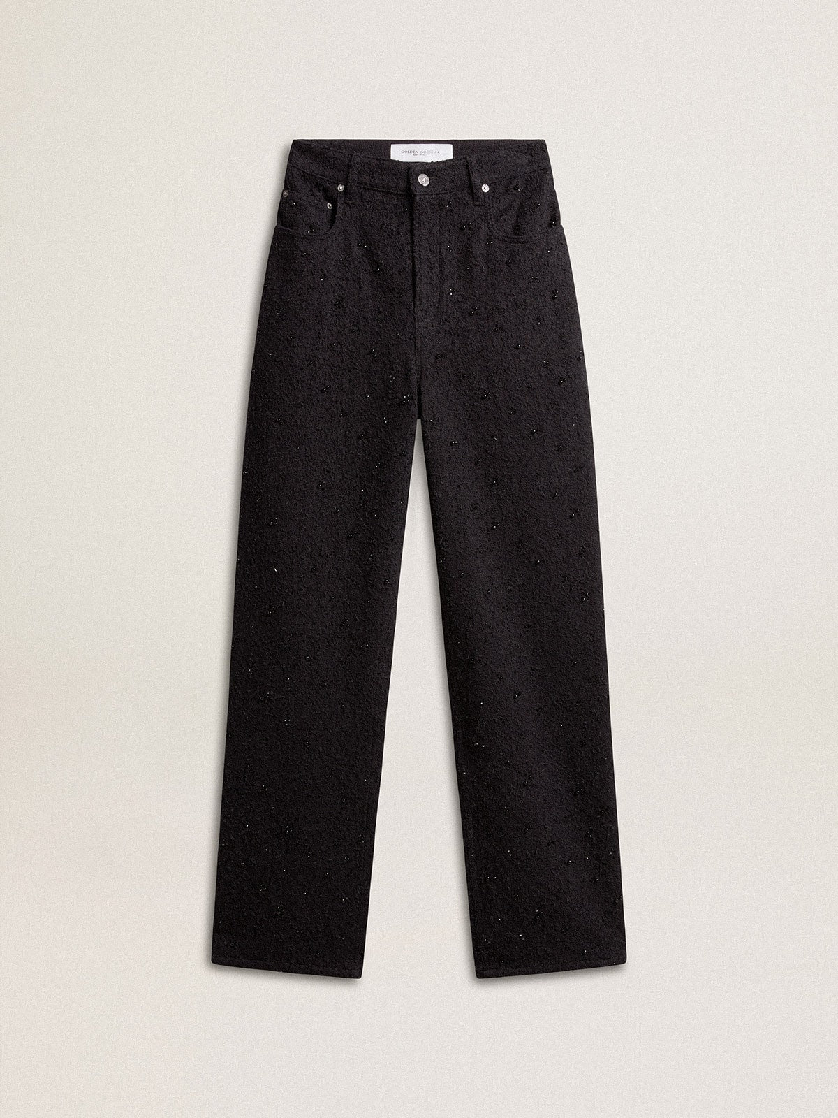 Women’s cotton denim pants with crystal and stone decoration - Golden Goose Women