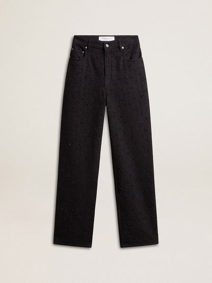 Women’s cotton denim pants with crystal and stone decoration - Golden Goose Women