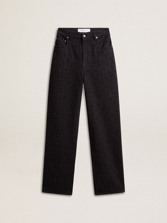 Women’s cotton denim pants with crystal and stone decoration - Golden Goose Women