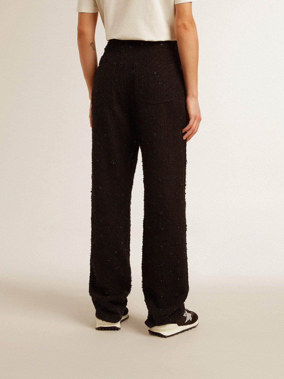 Women’s cotton denim pants with crystal and stone decoration - Golden Goose Women