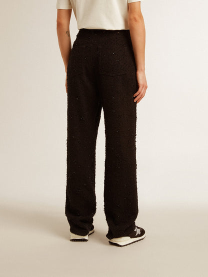 Women’s cotton denim pants with crystal and stone decoration - Golden Goose Women