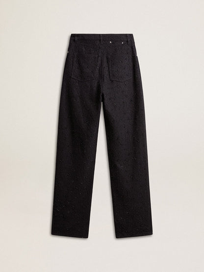 Women’s cotton denim pants with crystal and stone decoration - Golden Goose Women