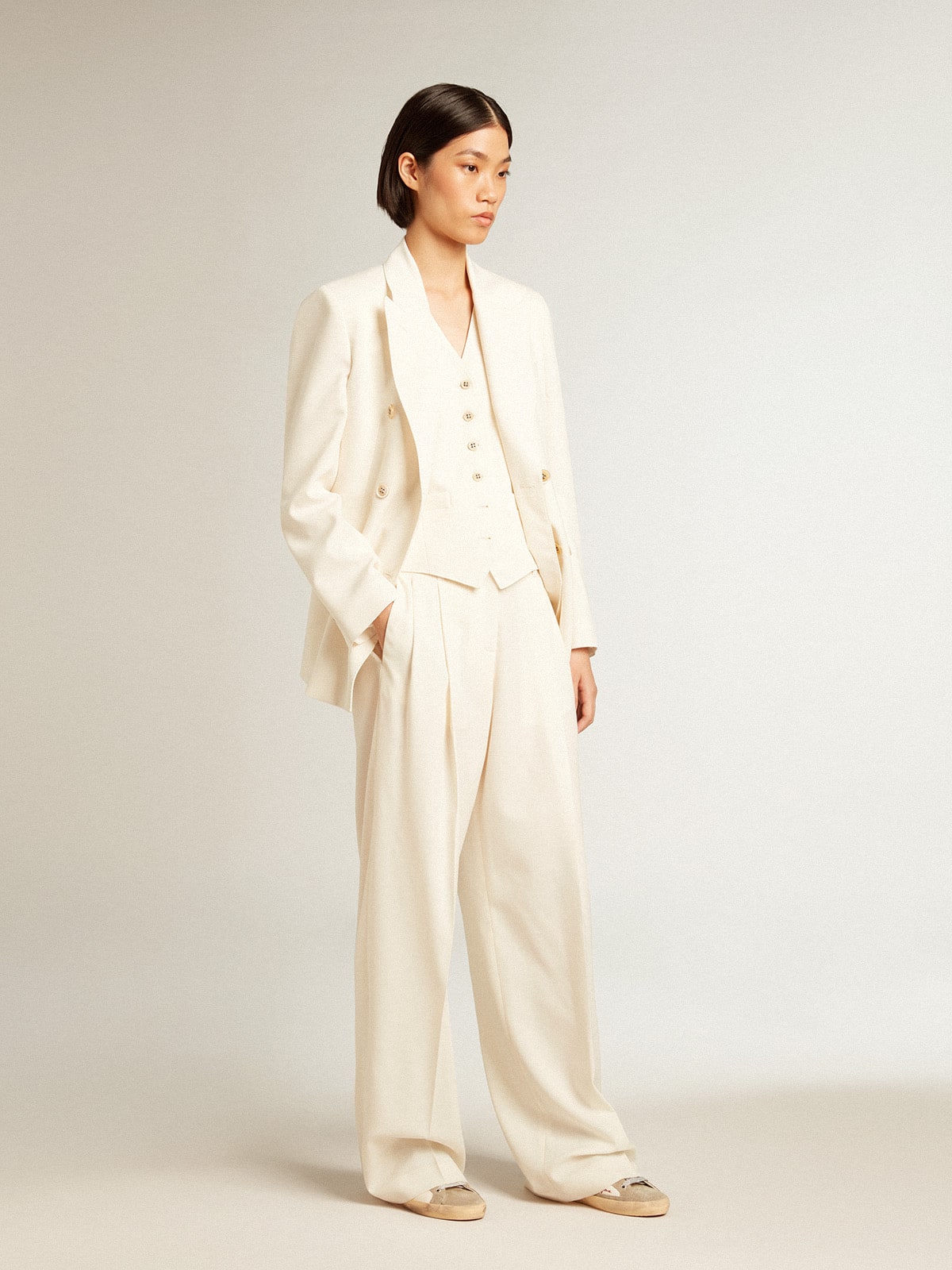 Women's joggers in aged white wool blend - Golden Goose Women