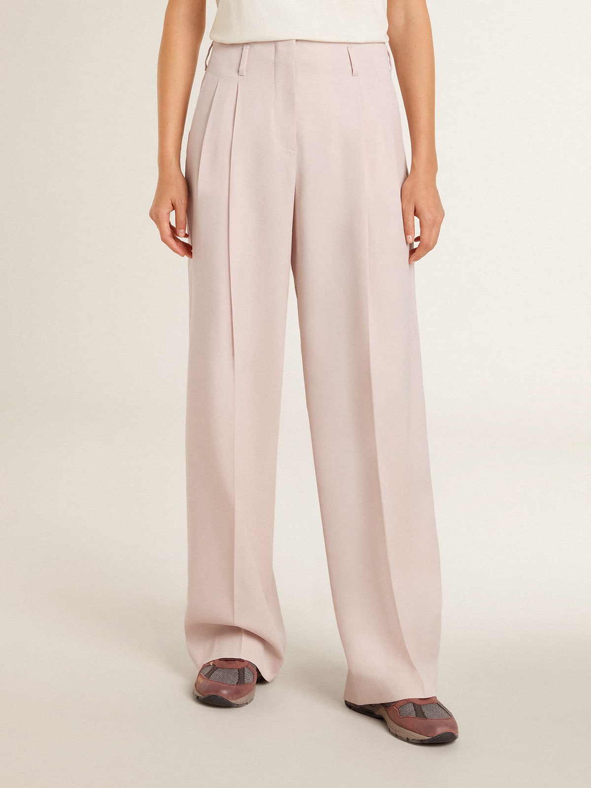 Women's pants in pink tailored wool fabric - Golden Goose Women