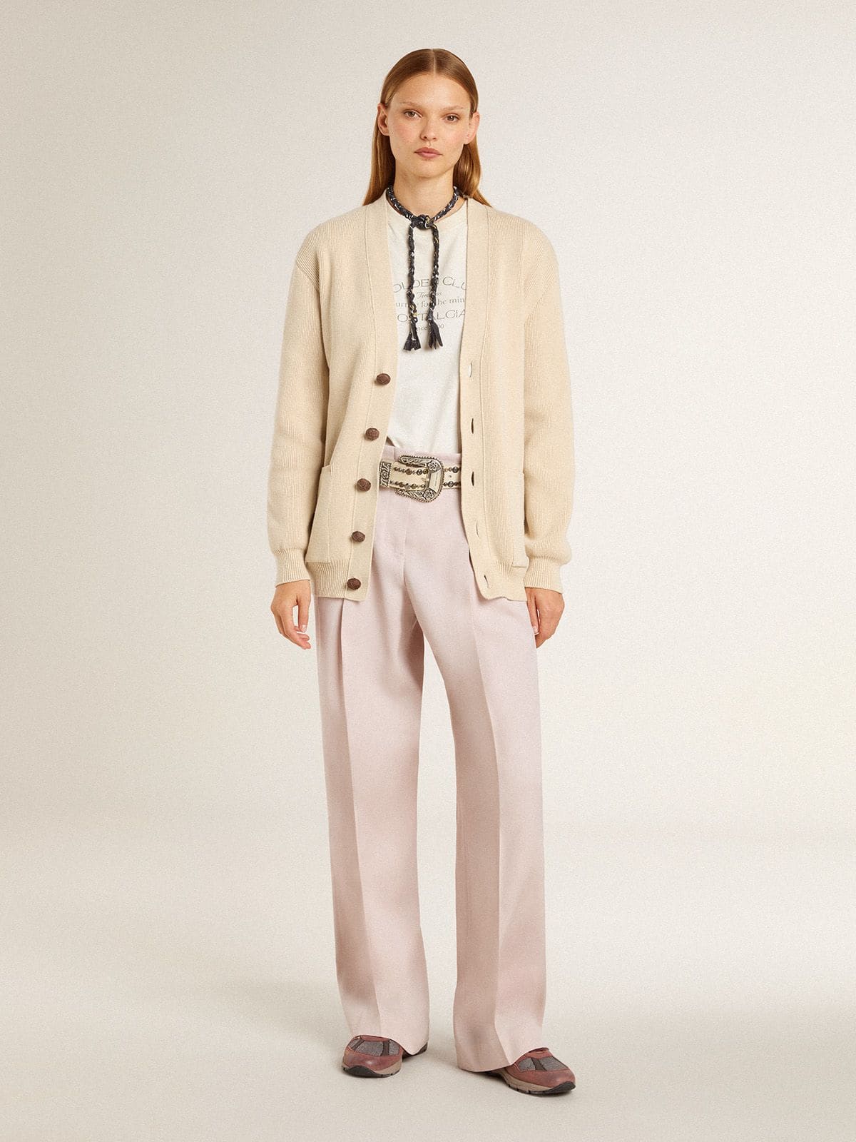 Women's pants in pink tailored wool fabric - Golden Goose Women