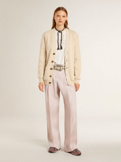 Women's pants in pink tailored wool fabric - Golden Goose Women
