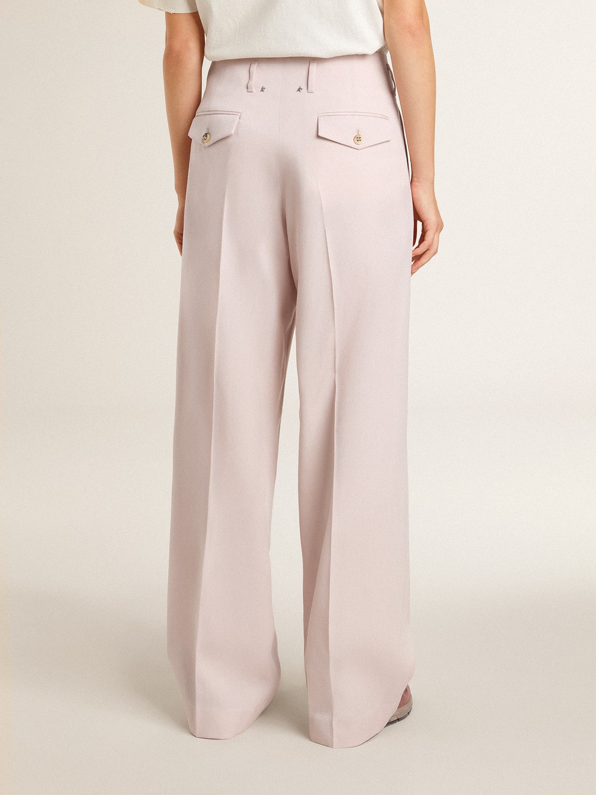 Women's pants in pink tailored wool fabric - Golden Goose Women